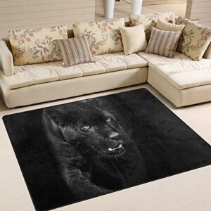 large area rugs panther in dark printed,lightweight water-repellent floor carpet for living room bedroom home deck patio,6'8" x 4'10"