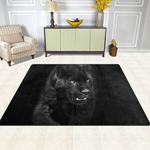 Large Area Rugs Panther in Dark Printed,Lightweight Water-Repellent Floor Carpet for Living Room Bedroom Home Deck Patio,6'8" x 4'10"