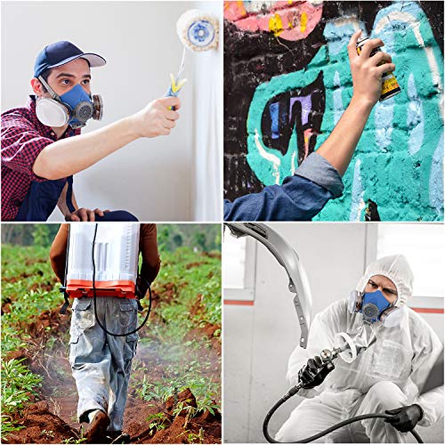 SYINE Half Face Reusable Respirator Spray Paint Gas Mask Respiratory Protection Multi-Purpose Dustproof Respirator,Medium(Mask+1 Pair Cartridges)