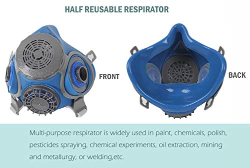 SYINE Half Face Reusable Respirator Spray Paint Gas Mask Respiratory Protection Multi-Purpose Dustproof Respirator,Medium(Mask+1 Pair Cartridges)