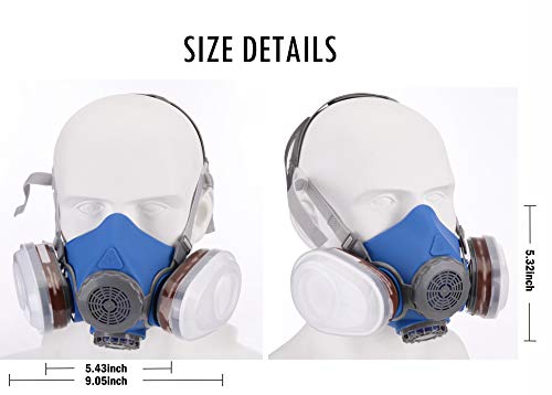 SYINE Half Face Reusable Respirator Spray Paint Gas Mask Respiratory Protection Multi-Purpose Dustproof Respirator,Medium(Mask+1 Pair Cartridges)