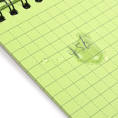 CUGBO 10 Pack Waterproof Notebook, All-Weather Pocket Sized Tactical Notepad, Top Spiral Memo Grid Paper Notepad for Outdoor Activities Recording(Army Green，3.2"x5.5")