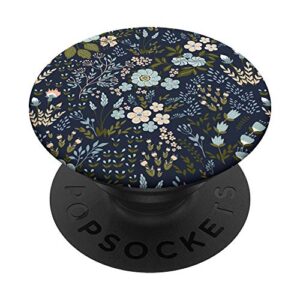 navy blue and pink floral flower print popsockets popgrip: swappable grip for phones & tablets
