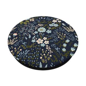 Navy Blue and Pink Floral Flower Print PopSockets PopGrip: Swappable Grip for Phones & Tablets