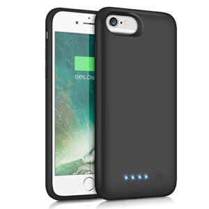 pxwaxpy battery case for iphone 8/7/6s/6/se(2022/2020), 6000mah rechargeable charging case for iphone 8/7 portable battery pack for iphone 6s/6/se(3rd & 2nd gen) charger case [4.7inch], black