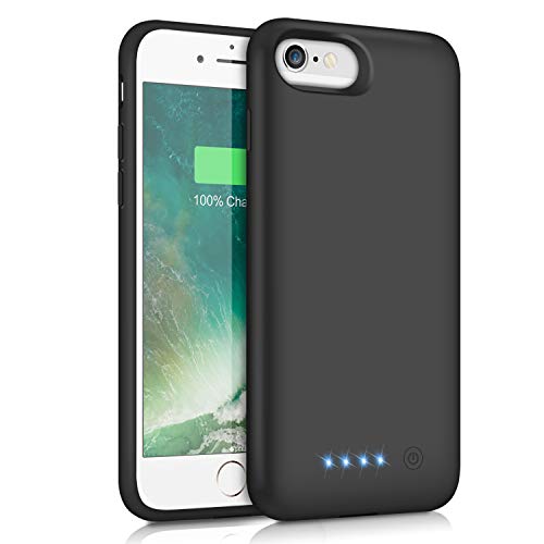 Pxwaxpy Battery Case for iPhone 8/7/6s/6/SE(2022/2020), 6000mAh Rechargeable Charging Case for iPhone 8/7 Portable Battery Pack for iPhone 6s/6/SE(3rd & 2nd Gen) Charger Case [4.7inch], Black