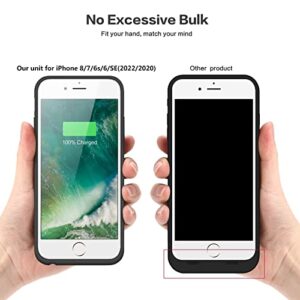Pxwaxpy Battery Case for iPhone 8/7/6s/6/SE(2022/2020), 6000mAh Rechargeable Charging Case for iPhone 8/7 Portable Battery Pack for iPhone 6s/6/SE(3rd & 2nd Gen) Charger Case [4.7inch], Black