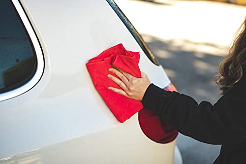 The Rag Company - Car Wash Towel - Professional Microfiber Auto Detailing and Drying Towels, Lint-Free, Streak-Free, Great for General Cleaning, 320gsm, 16in x 27in, Red + Grey + Black (6-Pack)