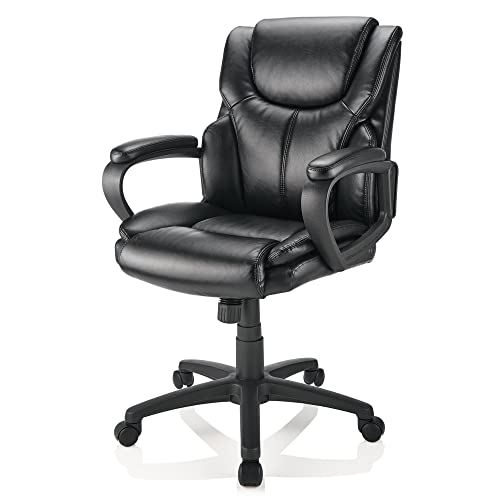 Brenton Studio® Mayhart Vinyl Mid-Back Chair, Black