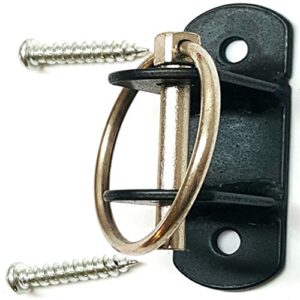 hill saddlery horse stall water/feed bucket hanger bracket with pin and mounting screws (black) - stall bucket hanger - bucket hook