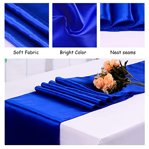 LGHome Pack of 10 Wedding 12 x 108 inch Satin Table Runner for Wedding Banquet Decoration- Royal Blue