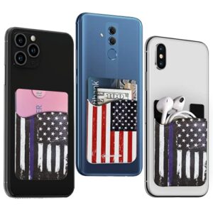 USA Merchant - Cellessentials Redesigned Card Holder - Silicone Stick on Cell Phone Wallet with Pocket for Credit Card ID Business Card - iPhone Android & Smartphones (American Flag/Thin Blue Line)