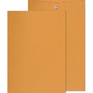 EnDoc 10 x 15 Clasp Envelopes - 100 Pack Brown Kraft Catalog Mailing Gummed Seal Envelope - 28lb Heavyweight 10x15 Inches Manila Envelopes for Home, Office, Business, Legal or School