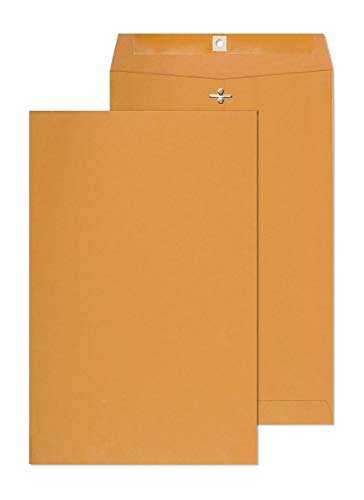 EnDoc 10 x 15 Clasp Envelopes - 100 Pack Brown Kraft Catalog Mailing Gummed Seal Envelope - 28lb Heavyweight 10x15 Inches Manila Envelopes for Home, Office, Business, Legal or School