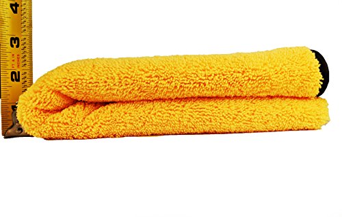 Kleen Freak Car Washing Drying Towel Large Microfiber Gold (24 in. x 36 in.) Plus Car Wash Microfiber Chenille Mitt Large Lime Green (10 in. x 8 in.) Detailing Quality