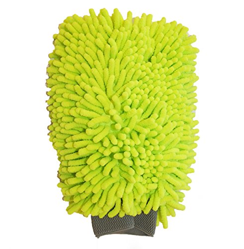 Kleen Freak Car Washing Drying Towel Large Microfiber Gold (24 in. x 36 in.) Plus Car Wash Microfiber Chenille Mitt Large Lime Green (10 in. x 8 in.) Detailing Quality