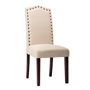 NOBPEINT Dining Chair Upholstered Fabric Dining Chairs with Arched Backrest,Set of 2(Beige)