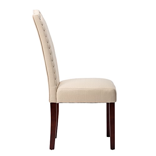 NOBPEINT Dining Chair Upholstered Fabric Dining Chairs with Arched Backrest,Set of 2(Beige)