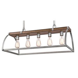 Westinghouse Lighting 6351700 Oak Lane Five-Light Indoor Chandelier, Barnwood & Galvanized Steel