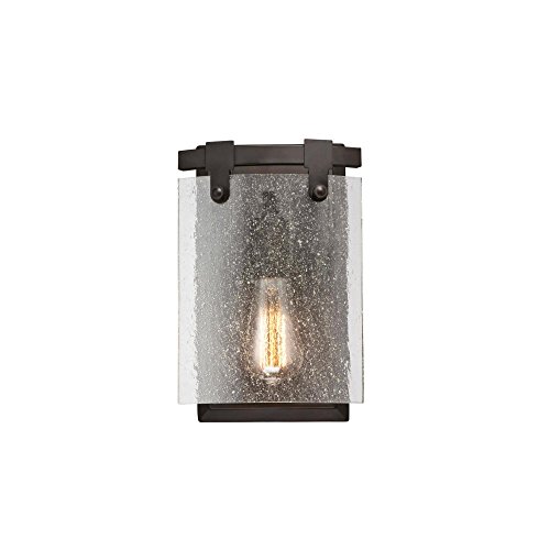 Westinghouse Lighting 6352300 Burnell One-Light Indoor, Oil Rubbed Bronze Finish with Clear Seeded Glass Wall Fixture, Black