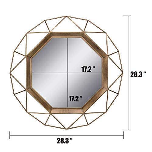 Stonebriar SB-6137A Gold Geometric Wall Mirror, 30 x 30