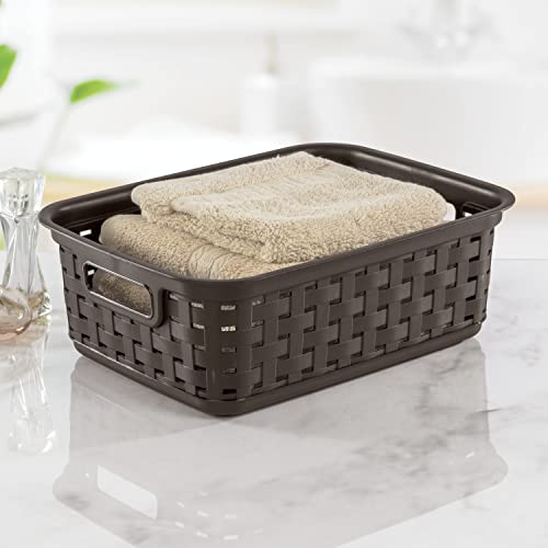 Sterilite Small Weave Baskets, Bins, Crates, 8 Pack, Espresso