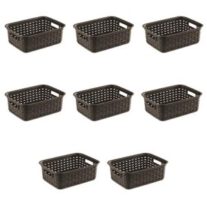 sterilite small weave baskets, bins, crates, 8 pack, espresso
