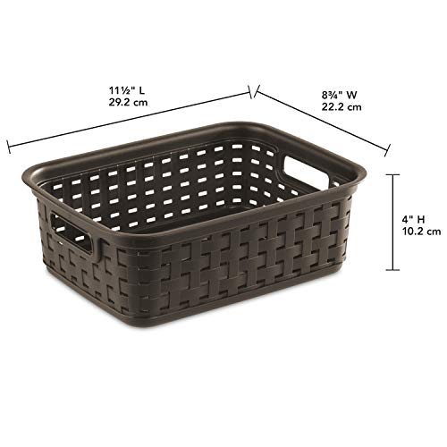 Sterilite Small Weave Baskets, Bins, Crates, 8 Pack, Espresso