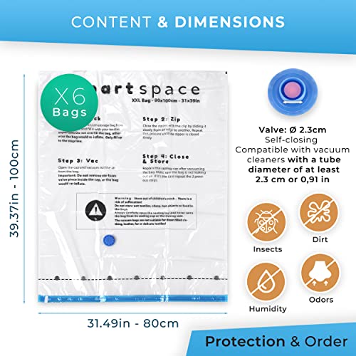 figg Vacuum Compression Storage Bags - XXL (39.37 x 31.49 in) 6 Pack - Leakproof, Carbon neutral and reusable - Vacuum seal bags for Clothes, Pillows, Towel, Blanket and much more