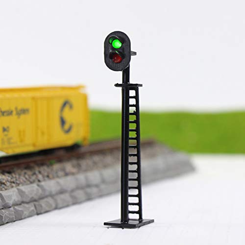 JTD03 5pcs Model Railway 2-Light Block Signal Green/Red HO Scale 6.4cm 12V Led Traffic Lights for Train Layout New