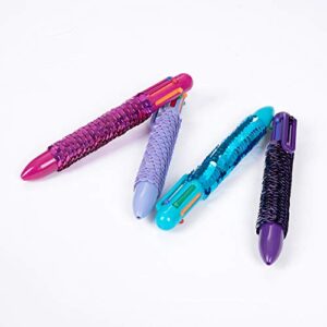 YOUKAI 0.5mm 6-in-1 Multicolor Retractable Ballpoint Pens for School Supplies Students Children Gift,4 Pack Sequin Pen