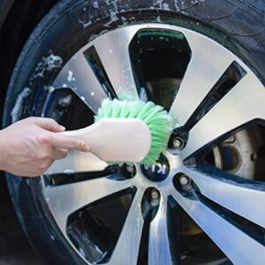 CARCAREZ Green Soft Car Wheel Cleaner Brush with Short Handle for Auto Vehicle Truck Motorcycle Tire Cleaning