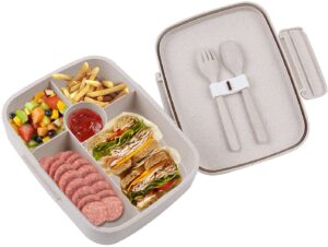 brigenius bento box for adults, lunch box, bpa free, made from degradable cereal fiber, can use safety in microwave, dishwasher (has fork and spoon)