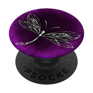 abstract dragonfly on purple popsockets popgrip: swappable grip for phones & tablets