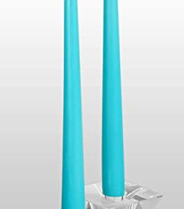 12 Pack Tall Taper Candles - 10 Inch Light Blue - Turquoise Dripless, Unscented Dinner Candle - Paraffin Wax with Cotton Wicks - 8 Hour Burn Time.