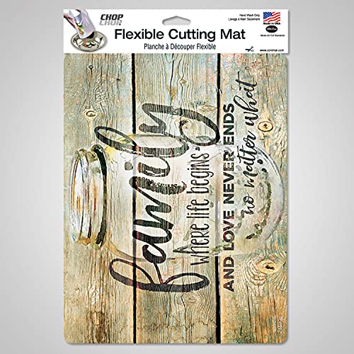 Chop Chop Designer Printed Flexible Cutting Board Mat, Made in the USA of BPA Free Food Grade Plastic, Family Time by Marla Rae,15” x 11.5”