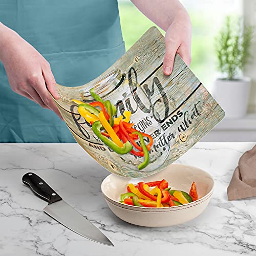 Chop Chop Designer Printed Flexible Cutting Board Mat, Made in the USA of BPA Free Food Grade Plastic, Family Time by Marla Rae,15” x 11.5”