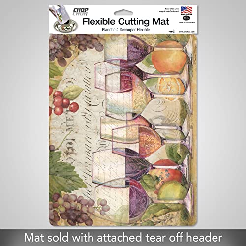 Cut N' Funnel Wine Country Designer Flexible Plastic Cutting Board Mat. Made in the USA, Decorative, Flexible, Easy to Clean