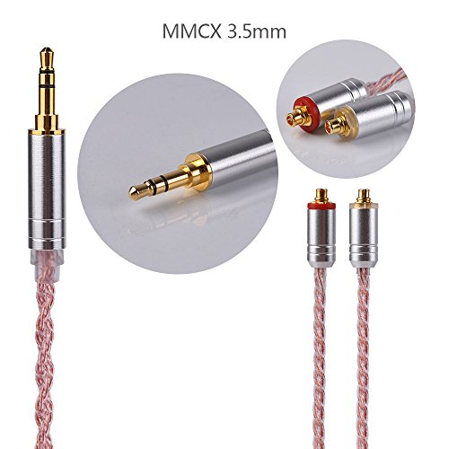 YINYOO Upgraded 6 Core Copper Stereo Audio Cable with 3.5mm Plug MMCX Interface Replacement Cable for TIN Audio T2 T3 T2 PRO KBEAR F1 PRO HQ5 HQ6 Shure SE215 SE535 UE900(Copper-MM3.5)