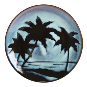 Gibson Elite Hand Painted Round Reactive Glaze Stoneware Dinnerware Set, Service for 4 (16pcs), Sunset Blue