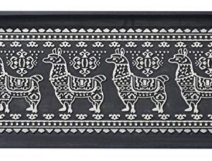 HF by LT Llama Design Deluxe Rubber Boot-Tray, 34 x 14 inches, Heavy Duty Vulcanized Rubber Design, One-Piece Seamless Construction, Year Round Use Indoors or Outdoors, Black with Silver Accents