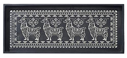 HF by LT Llama Design Deluxe Rubber Boot-Tray, 34 x 14 inches, Heavy Duty Vulcanized Rubber Design, One-Piece Seamless Construction, Year Round Use Indoors or Outdoors, Black with Silver Accents