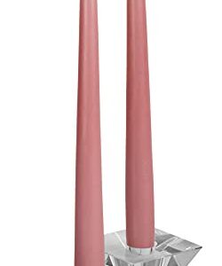 12 Pack Tall Taper Candles - 10 Inch Rose Pink Dripless, Unscented Dinner Candle - Paraffin Wax with Cotton Wicks - 8 Hour Burn Time
