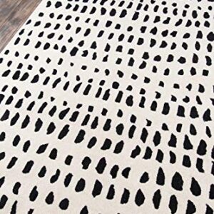 Novogratz Delmar Collection Boho Dots Wool Area Rug, Ivory, 2'3" x 8'0" Runner Size Mat for Living Room, Bedroom, Kitchen, Hallways, and Home Office