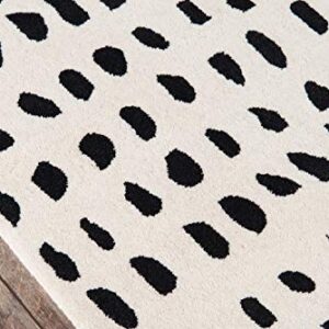 Novogratz Delmar Collection Boho Dots Wool Area Rug, Ivory, 2'3" x 8'0" Runner Size Mat for Living Room, Bedroom, Kitchen, Hallways, and Home Office