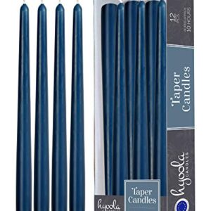 12 Pack Tall Taper Candles - 12 Inch Midnight Blue Dripless, Unscented Dinner Candle - Paraffin Wax with Cotton Wicks - 10 Hour Burn Time