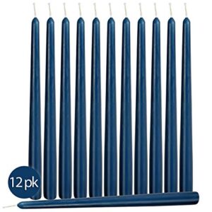 12 Pack Tall Taper Candles - 12 Inch Midnight Blue Dripless, Unscented Dinner Candle - Paraffin Wax with Cotton Wicks - 10 Hour Burn Time