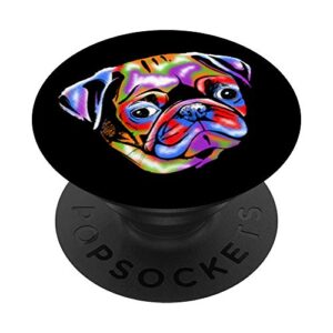 pug cool pop art dog popsockets popgrip: swappable grip for phones & tablets