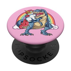 unicorn dinosaur t rex funny squad girls women rainbow gift popsockets popgrip: swappable grip for phones & tablets