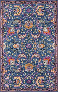 momeni ibiza wool area rug, 6' x 9', blue
